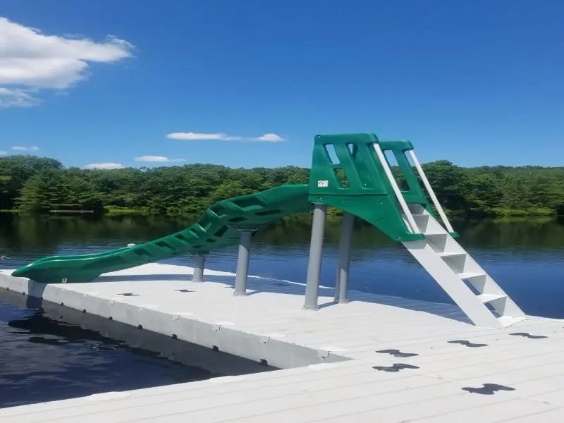 A slide on the side of a dock.