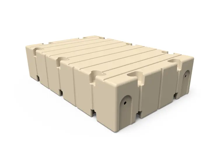 A beige rectangular container with two handles on the side.