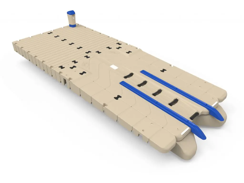 A toy of a ramp with blue lines on it