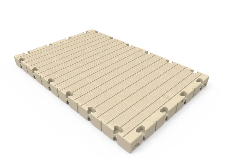 A wooden deck with white paint on top of it.