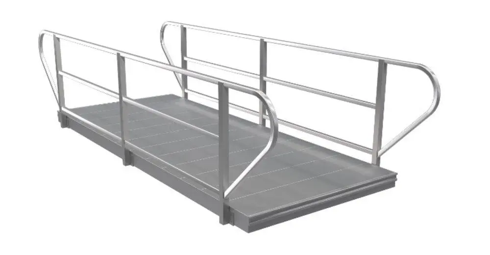 A ramp with metal railing is shown.