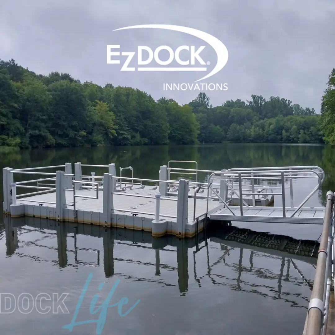 A deck by ezdock inovations on the lake or river